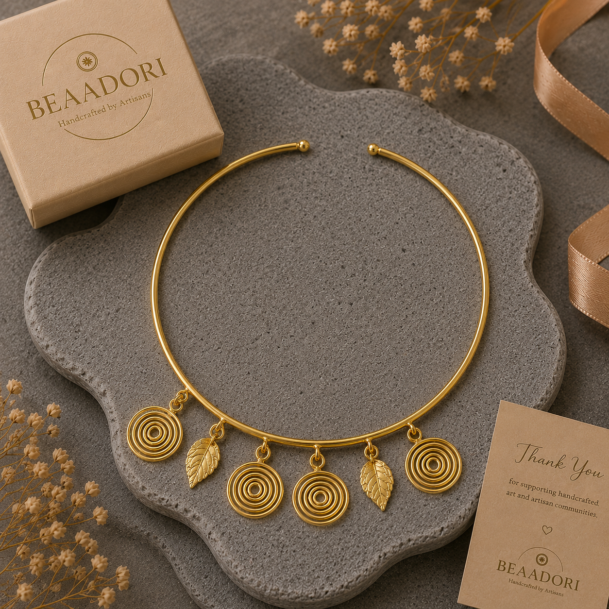 Vanya Charm Brass Choker
