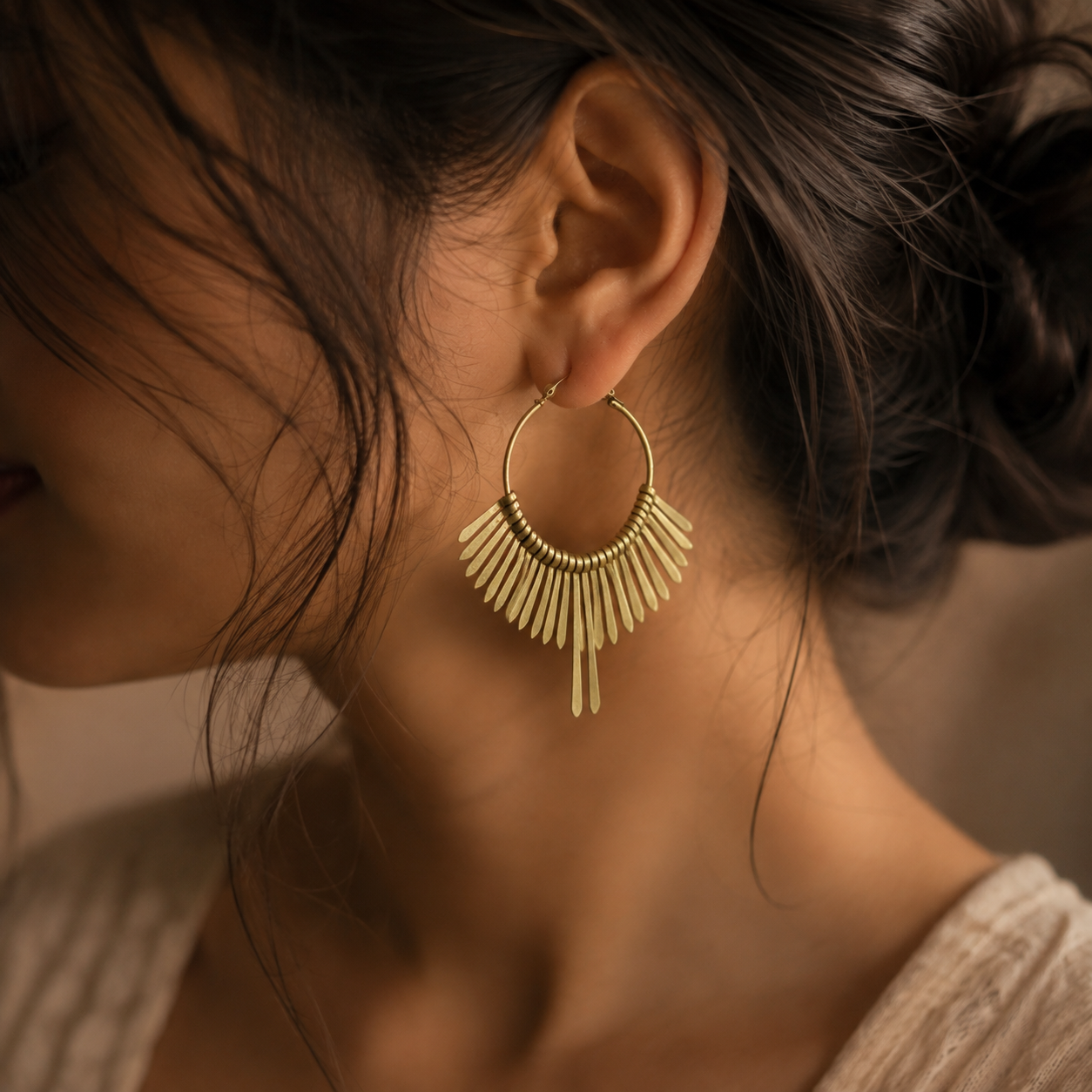 Sunray Fringe Hoop Earrings