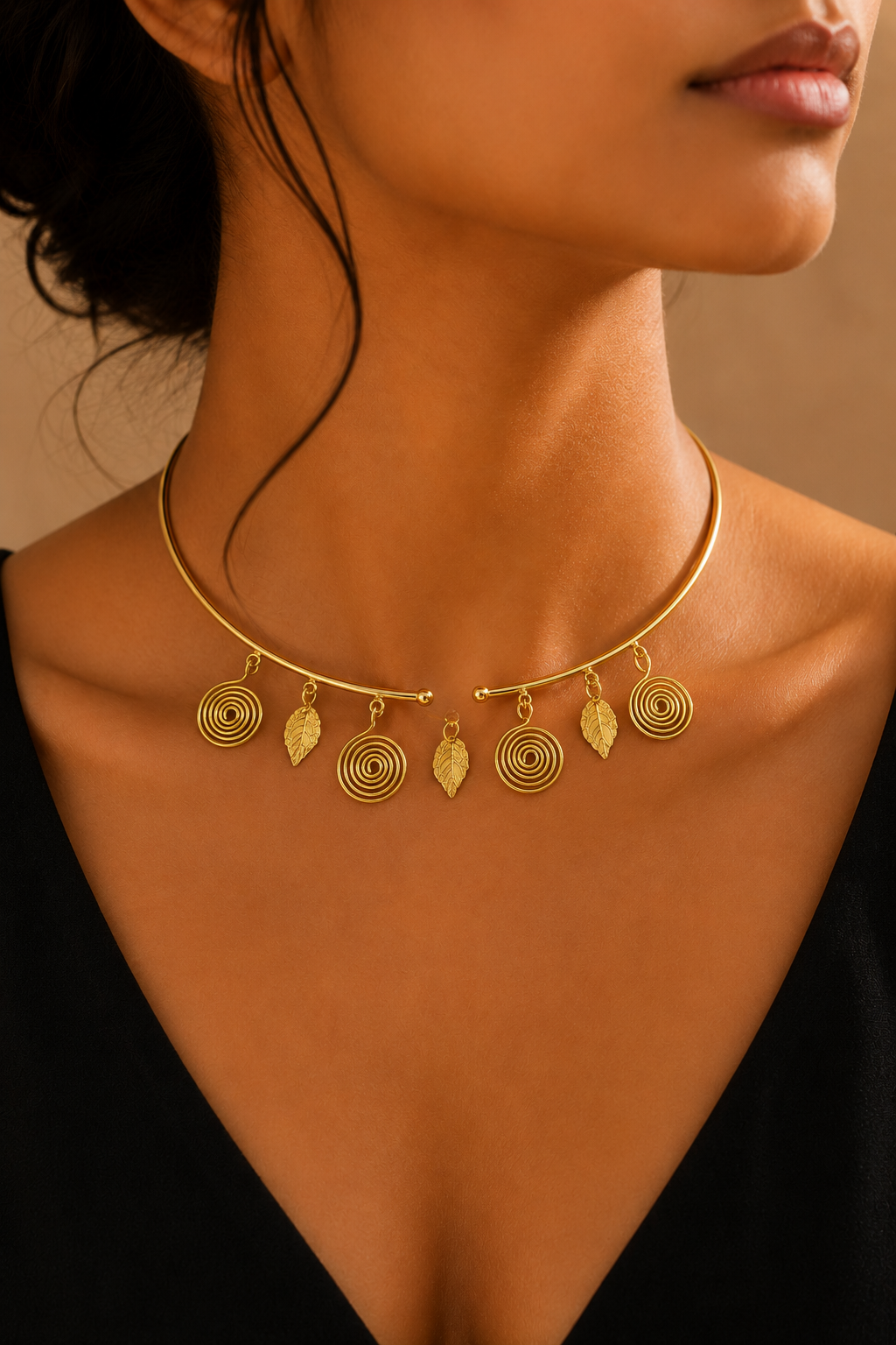 Vanya Charm Brass Choker