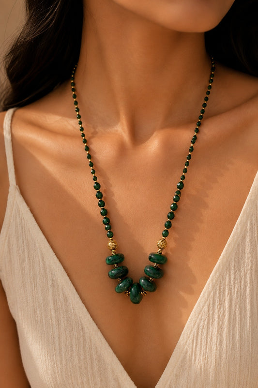 Jade Serenity - Emerald Cascade Statement Necklace