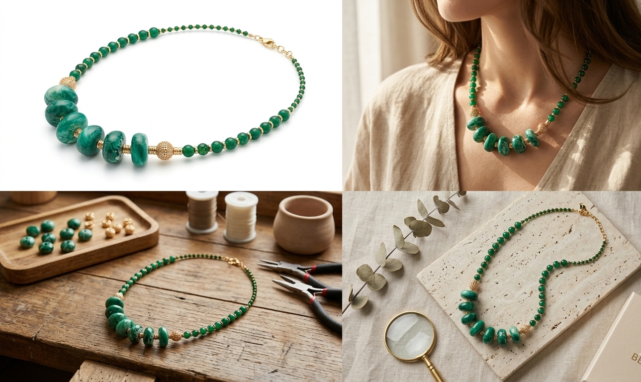 Jade Serenity - Emerald Cascade Statement Necklace